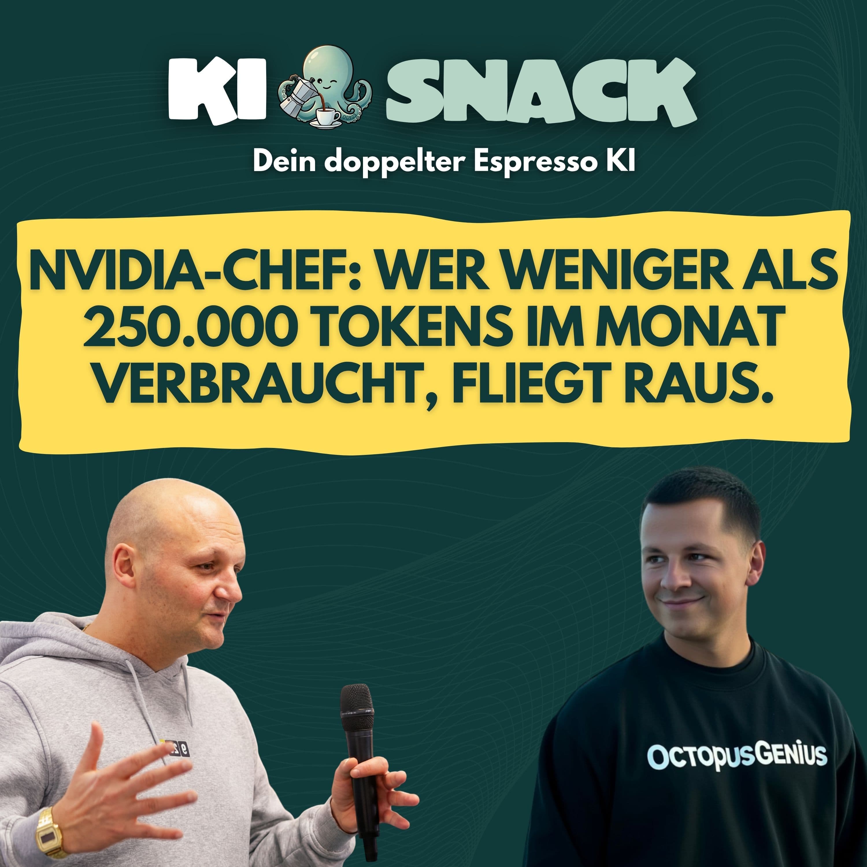 KI-Snack: NVIDIA-Chef: Wer weniger als 250.000 Tokens im Monat verbraucht, fliegt raus.
