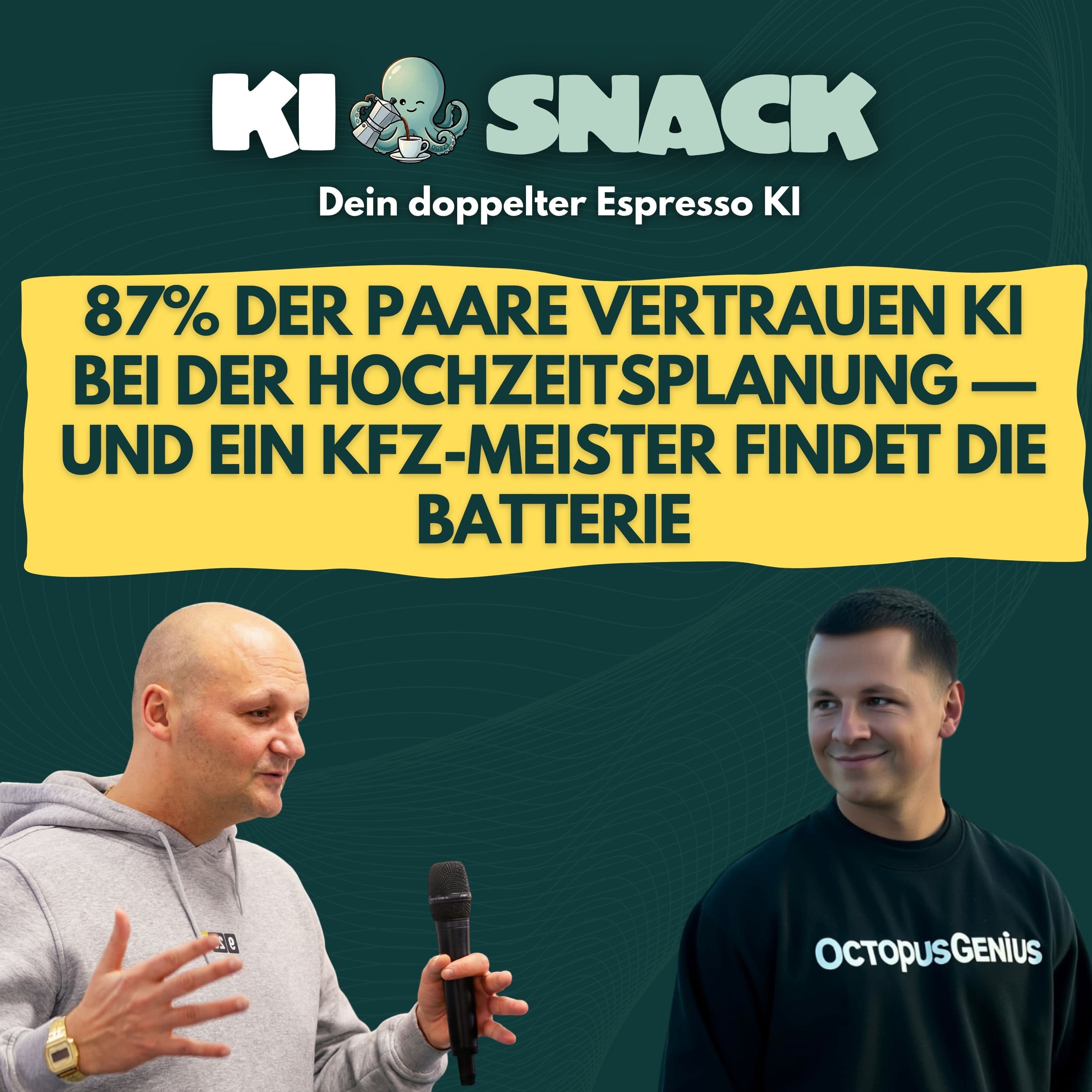 KI-Snack: 87% der Paare vertrauen KI bei der Hochzeitsplanung — und ein Kfz-Meister die Batterie