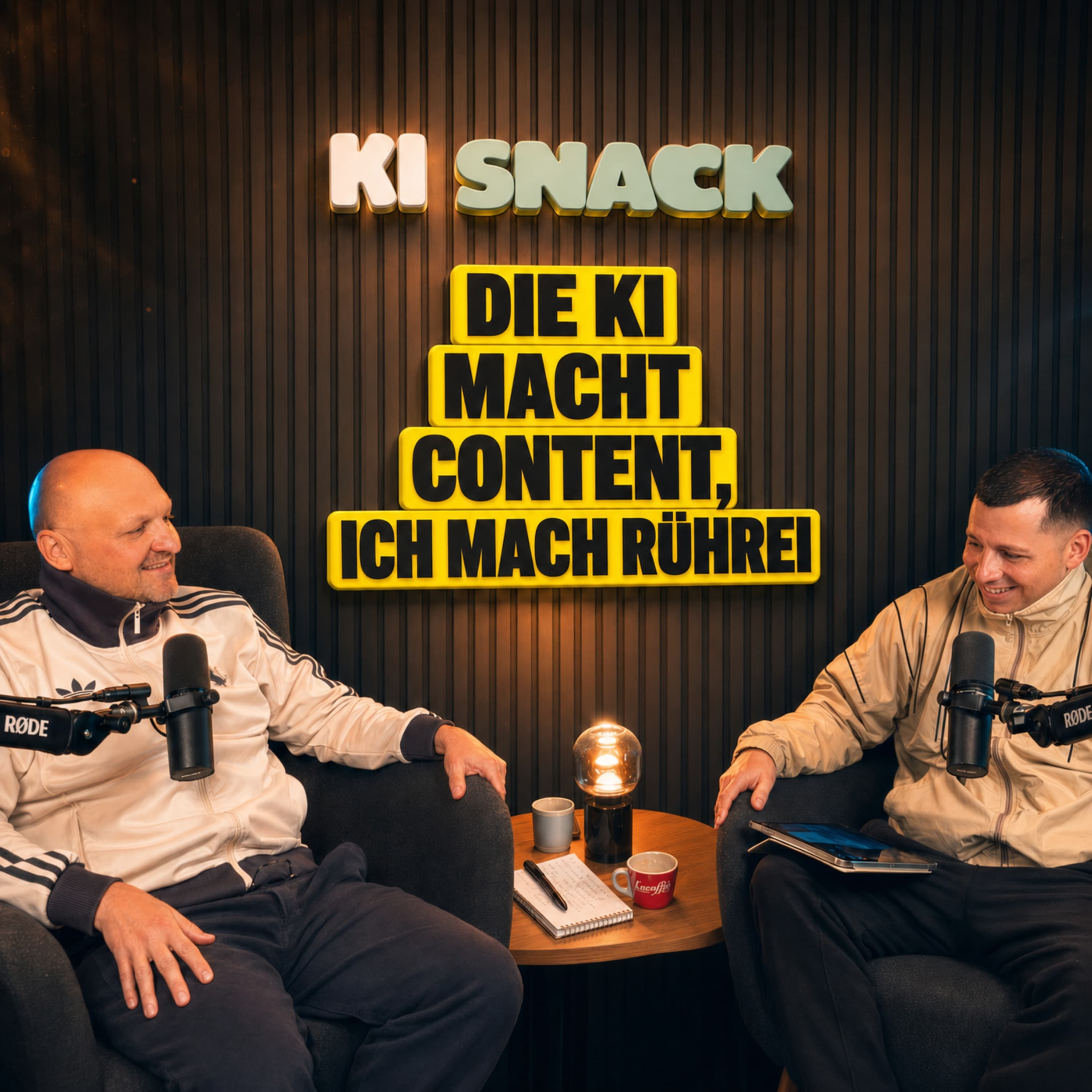 KI-Snack: KI generiert Content, während Manuel Rührei macht.